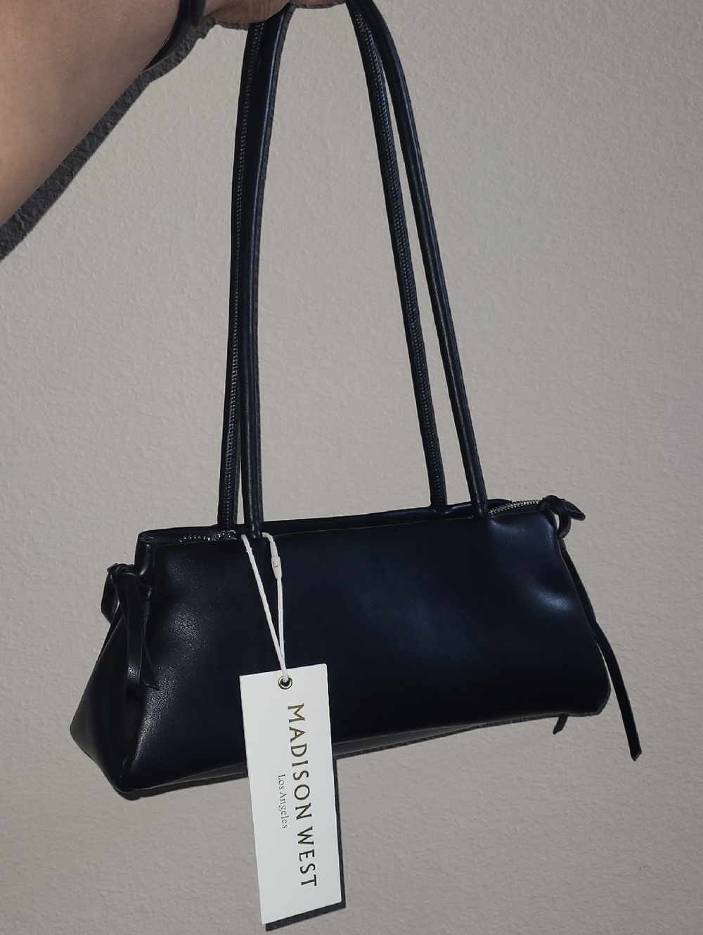 Madison West Black Leather Shoulder Bag